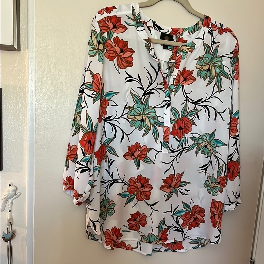 JM Collection Coral Turquoise Top Tunic Size XL